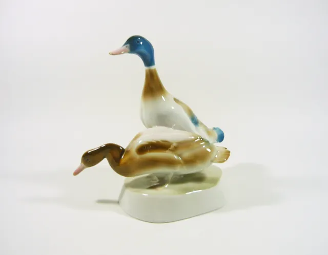 Zsolnay, A Pair Of Wild Ducks, Vintage Handpainted Porcelain Figurine ! (J247)