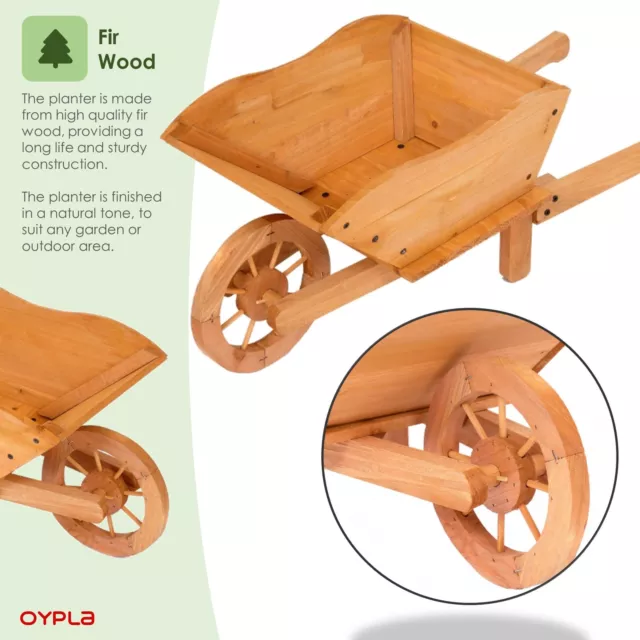 NEW! Garden Wooden Wheelbarrow Flower Planter Ornamental Plant Pot 3