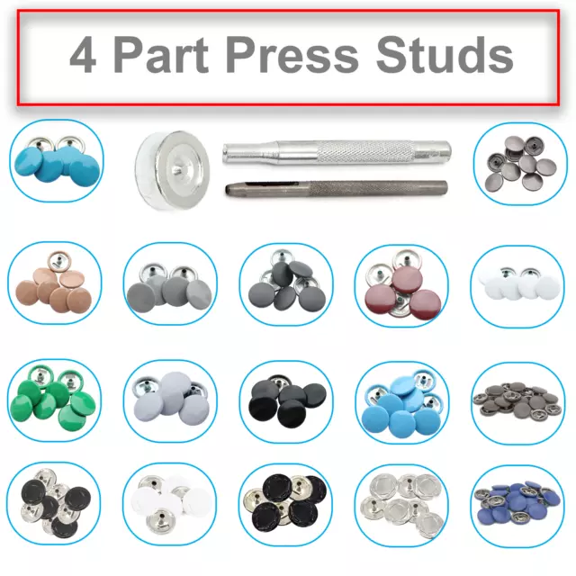 Press Stud 15mm Snaps Fastener Kit Heavy Duty for Bag Leather Craft with Tool