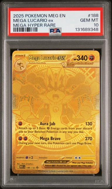 2025 POKEMON MEG En-Mega Evolution Mega Hyper Rare #188 Mega Lucario Ex ...