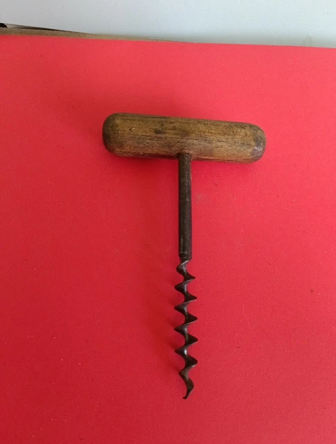Tire-bouchon Ancien Vintage Avec Poignée En Bois – Fabriqué En Angleterre, Années 1920-1940, Outil Tracteur