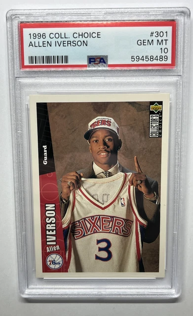 1996-97 UD Collectors Choice Allen Iverson Rookie Card RC #301 PSA 10 GEM MT