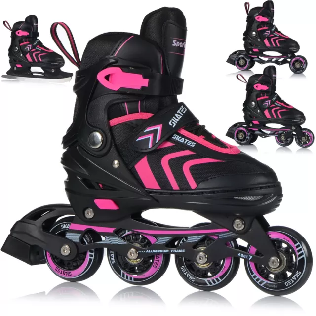 Inliner 4in1 Rollschuhe Inlineskates Schlittschuhe Verstellbar Kinder Erwachsene