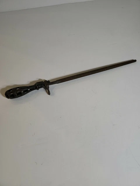 Antique VTG Cast Iron File Handle Metal Tool Holder Ornate Nice Bird Cage Style