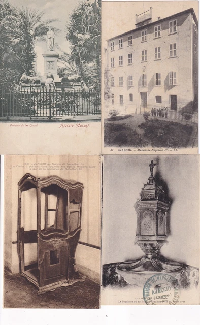 Lot de 4 cartes postales anciennes postcards AJACCIO CORSE NAPOLEON bonaparte