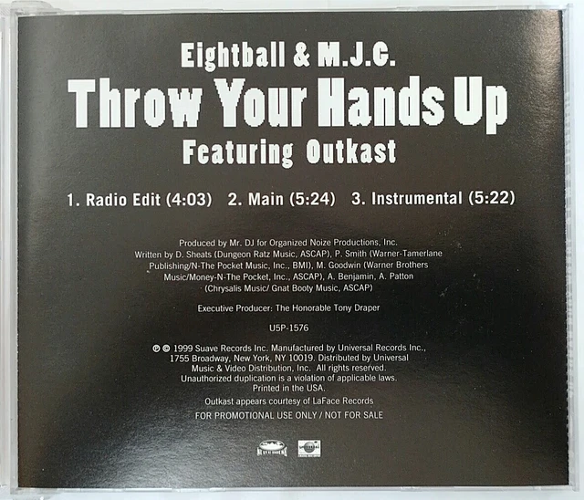 (CD) EIGHTBALL & M.J.G. Feat OutKast Throw Your Hands Up, Promo U5P