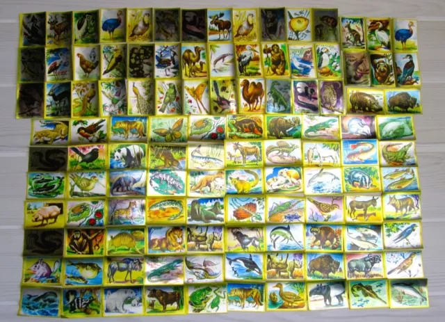 lot de 116 images brillantes autocollantes de collection animaux-vintage 70/80's