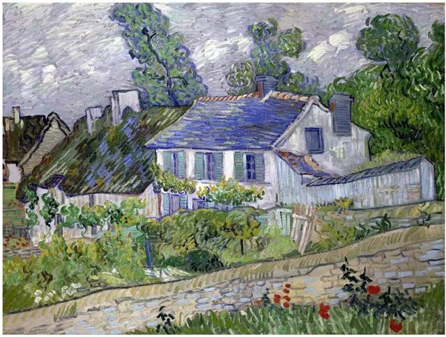 Houses Auvers Road Vincent Van Gogh Tile Mural Kitchen Backsplash Marble Ceramic