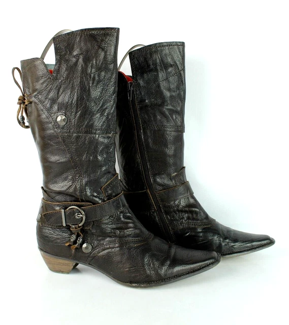 Karston bottes / bottines cuir marron T 38 / UK 5 TRES BON ETAT