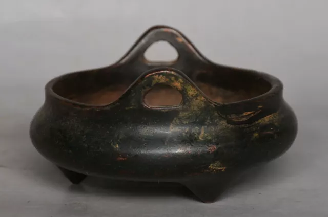 3.2 "Qianlong Marqué Vieux Chine Bronze Dynastie Manipuler Brûleur d'encens 2