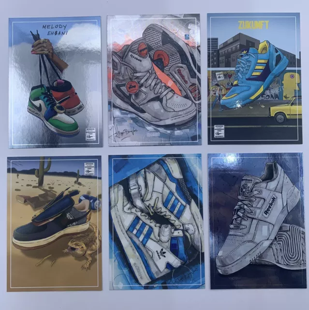 6 * Footlocker panini Sneaker collectible cards RARE LOT.  Collabs & Icon Cards