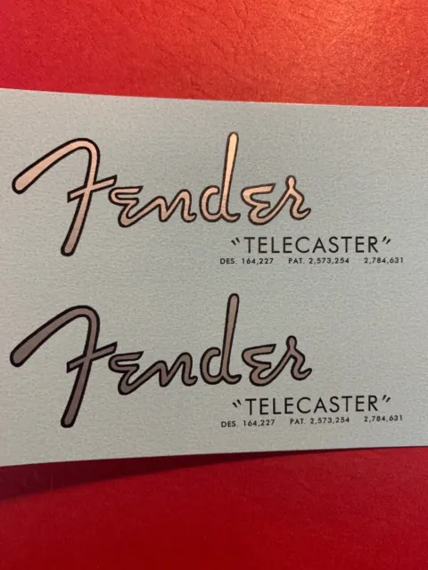 Fender '62 Telecaster Silver Metallic Waterslide Headstock Decal 2 per listing