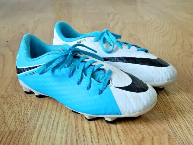 NIKE FOOTBALL BOOTS Hypervenom Phelon III FG White Blue Size 5
