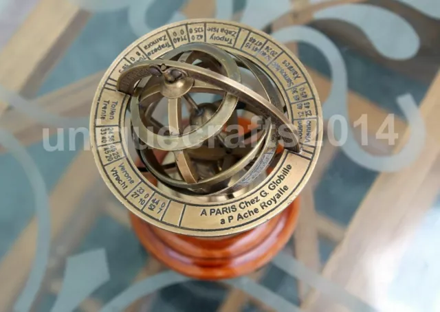 Sphère Nautique En Laiton De Collection Astrolabe Globe Armillaire Décor...
