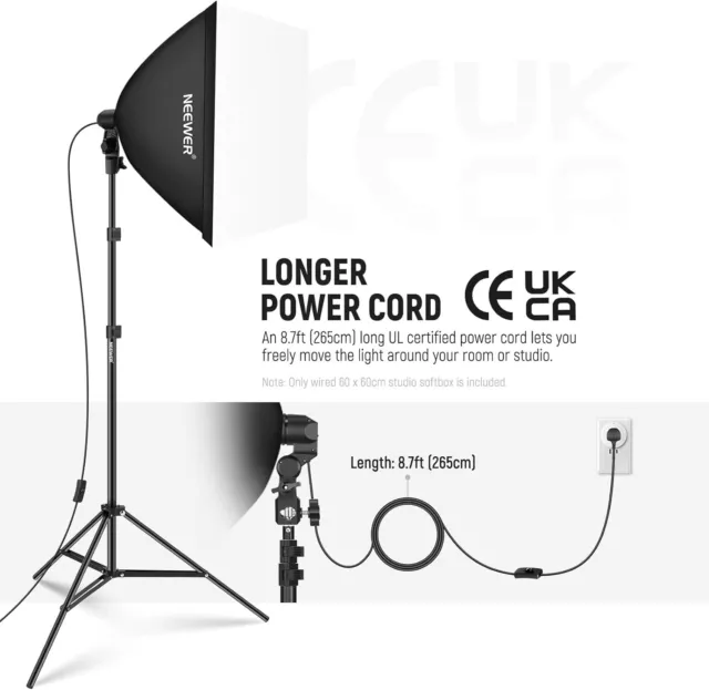 NEEWER 24x24in/60x60cm Softbox with E27 Porcelain Socket for Studio Photography