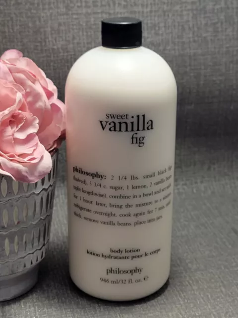 Philosophy SWEET VANILLA FIG Body Lotion Moisturizer ~ 32 oz 946 ml NO PUMP