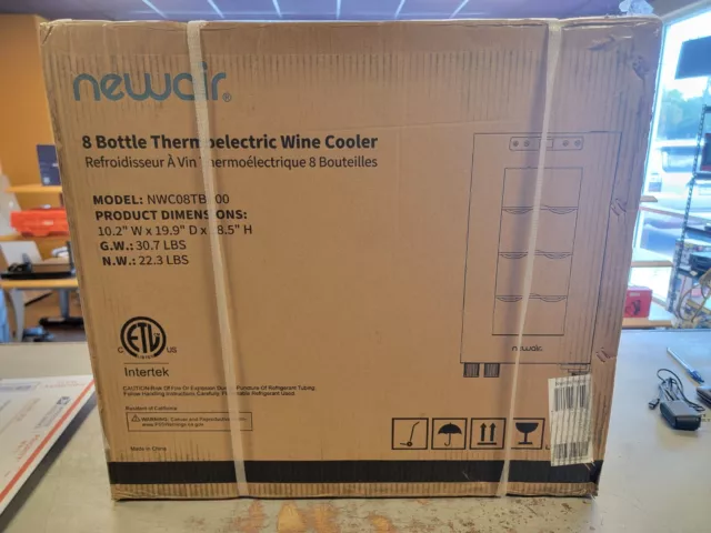 NEW -- Newair 8 Bottle Thermoelectric Wine Cooler Model NWC08TBK00