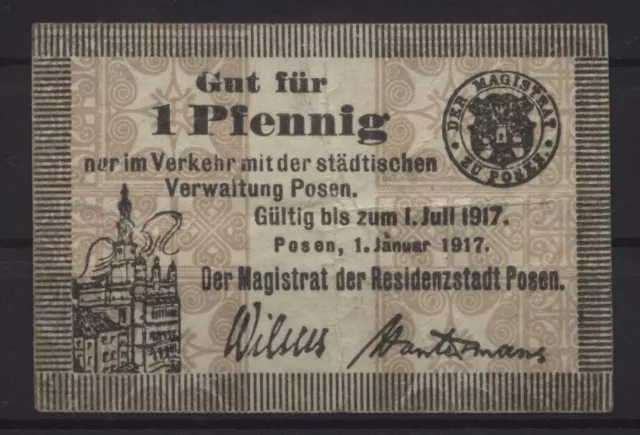 [19794] - NOTGELD POSEN (heute: Poznan), Stadt, 1 Pf, 01.01.1917. Tieste 5715.50