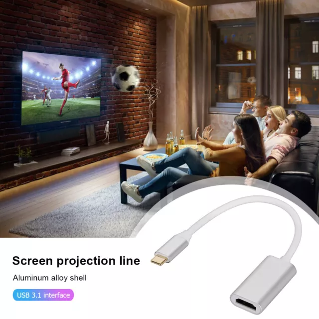 USB 3.1 Type C To HDMI-compatible Adapter Cable Android Phone Screen Projection
