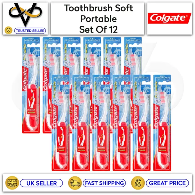 12 x Cepillo de Dientes Colgate Suave Portátil Viaje Cuidado Oral Vacaciones Plegable Compacto