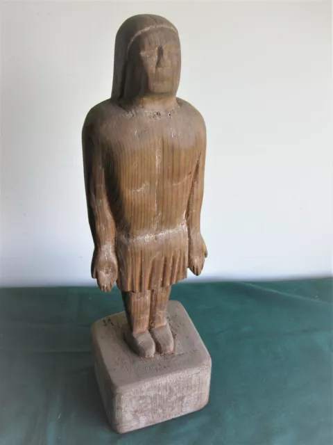 Aafa Vtg Orig Wood Carving Of Native American~As Found~Orig Dry Oxidised Paint
