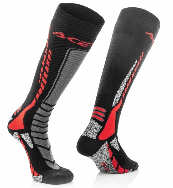 Calze Moto Cross Enduro Termici Rinforzate Acerbis Socks Mx-Pro Nero Rosso 45/47