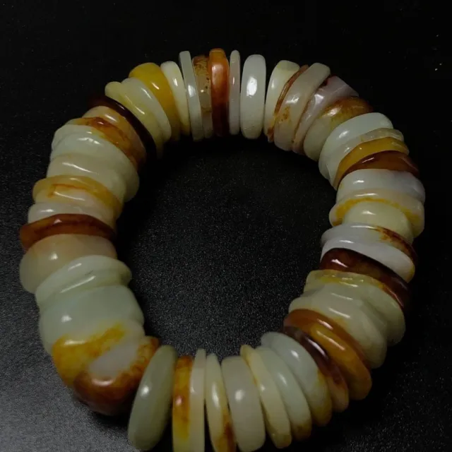 Chinese Natural HeTian Jade Abacus beads Prayer Bracelet spread Elegant Practice