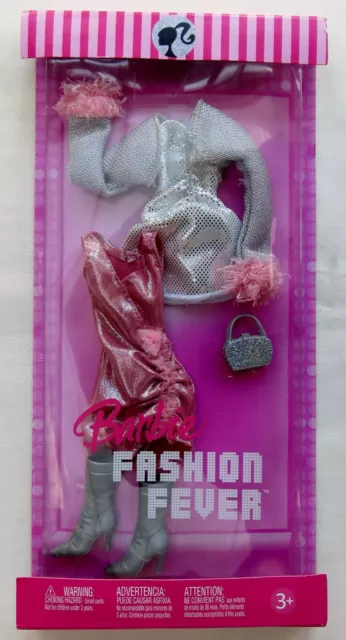 Barbie Fashion Fever 2006 5 piece pink/silver dress & boots fashion pack - NRFB