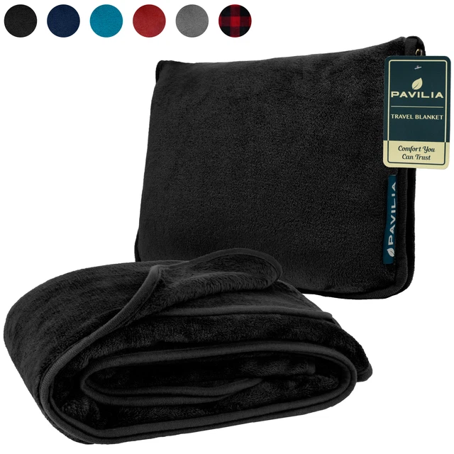 Travel Pillow for Airplane Car Neck Cushion and Convertible Travel Throw Blanket