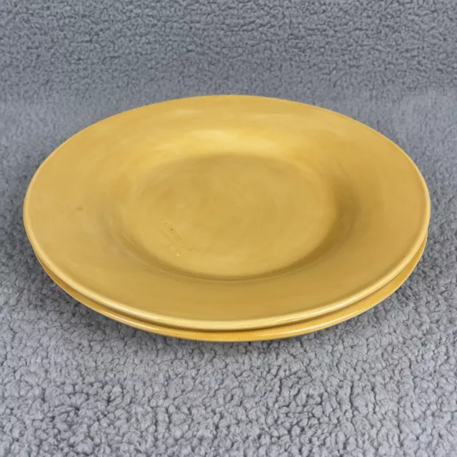 2 Pottery Barn SAUSALITO AMBER YELLOW Rimmed Dinner Plates 12” Mexico