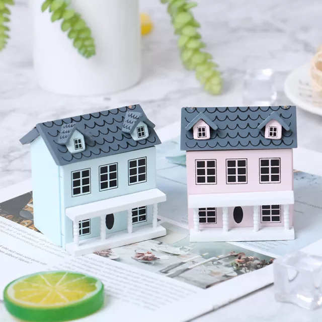 1:12 Dollhouse Miniature Wooden Little House Model Lovely Villa Doll House De-QH