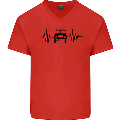 4X4 Heart Beat Pulse OFF ROAD viabilità scollo a V da Uomo T-shirt di cotone 3