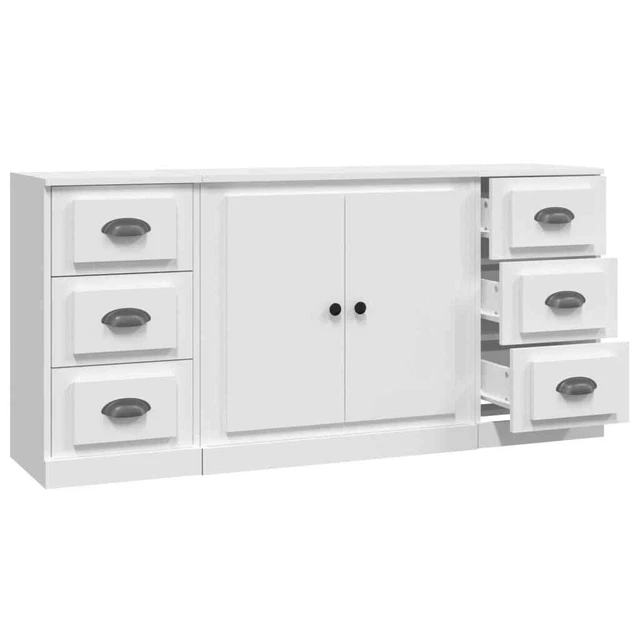 AX Credenza 3 Mobiletti Bianco 142x35.5x67.5cm Sala Soggiorno Elegante + 3185231