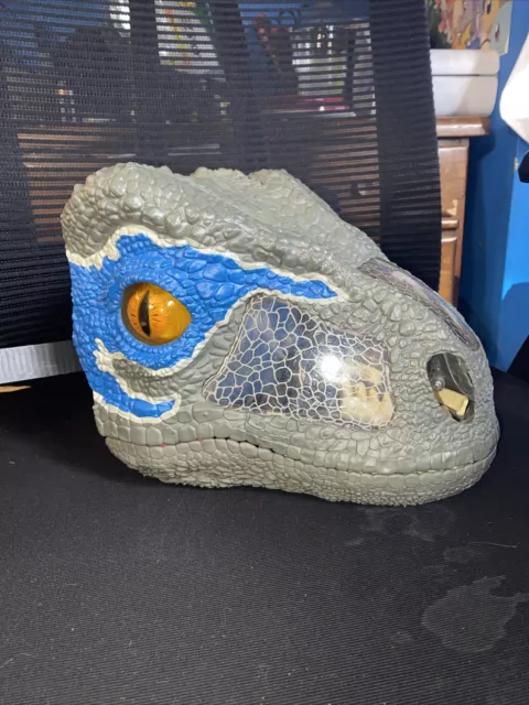 Jurassic World Park BLUE Velociraptor Mask Sounds Chomp N Roar