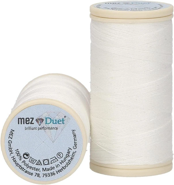 Mez - Abrigos Dúo Premium Hilo de Coser de Alta Tecnología 100 m Blanco
