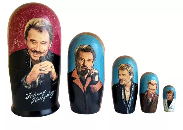 Poupees Russes 5 Pieces  Poupee Gigogne  -  Johnny Hallyday