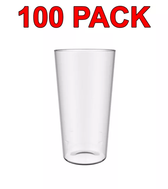 Eco-Friendly Reusable Plastic Pint Glass Beer Glasses Party Catering 600ml 100Pc