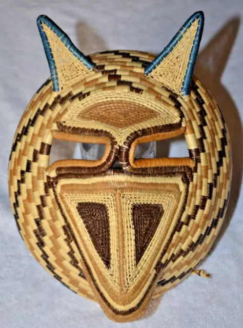 Vtg Plant Fiber Woven Basketry Tribal Mask Embera Panama Wounaan Rainforest