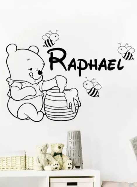Große Winnie the Pooh WANDAUFKLEBER KINDER WANDKUNST SCHLAFZIMMER NAME BABYZIMMER Disney