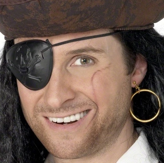 ATSNOSH Ensemble de Déguisement de Pirate, Costume Capitaine Pirate Accessoire,Bandeau Pirate Cache Oeil Boucles d'Oreilles Collier Crochet Perroquet Gonflable, pour Carnaval Halloween (7 Pcs