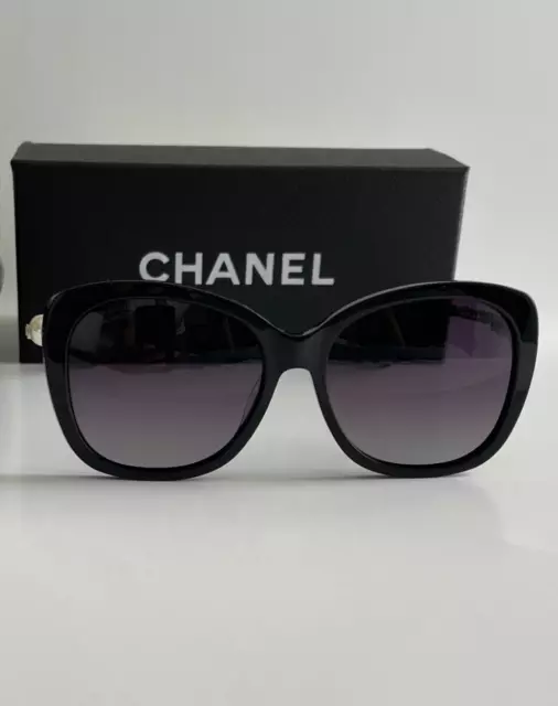 CHANEL CH5339H SUNGLASSES - Black & Silver with Pearl & Gray Lens $210.00 -  PicClick
