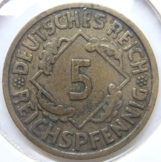 Coin German Reich Weimar Republic 5 Reichspfennig 1935 E IN Very fine