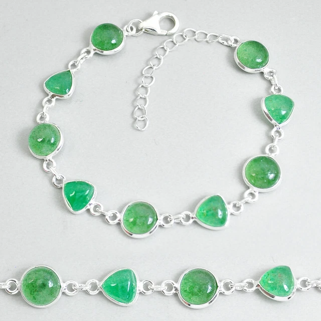 Jaipur Jewelry 19.29cts Tennis Natural Aventurine Round Shape Bracelet Y12779