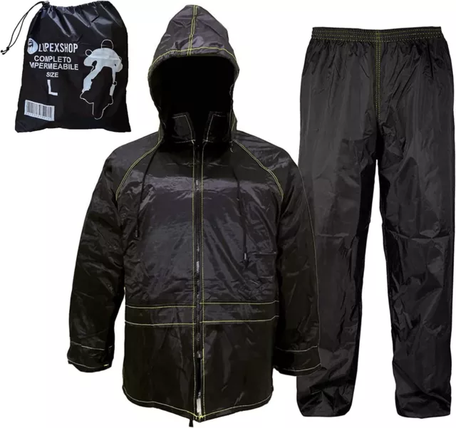 Tuta Moto Impermeabile Anti Pioggia / Vento Con Borsa Completo Giacca Pantalone