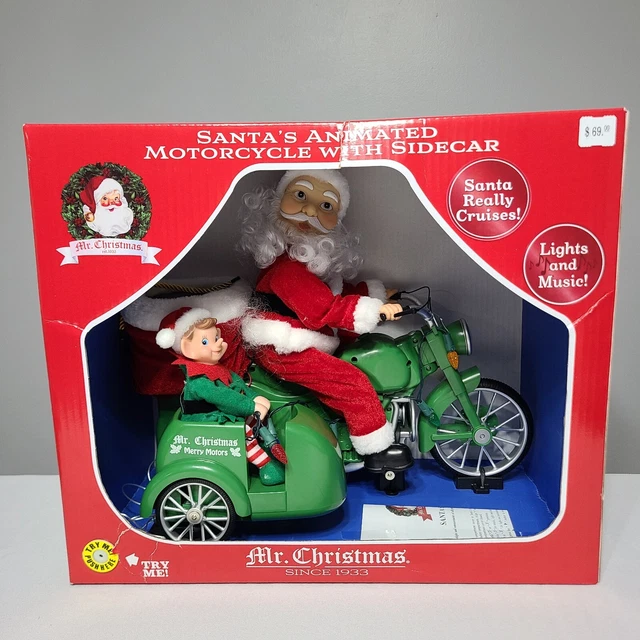 MR. CHRISTMAS SANTA'S Animated Motorcycle With Sidecar Lights and Music