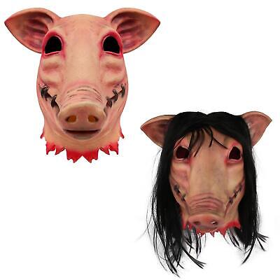 Halloween Scary Pig Head Butcher Face Latex Cover Bloody Party Costume Cosplay