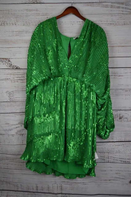 ASOS Beautiful Sequin Green Curve Wrap Dress Womens Size 20 NWT Sexy