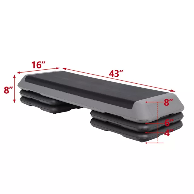 Fitness Aerobic Step 43' Club Cardio Adjust Exercise Stepper Workout w/Risers