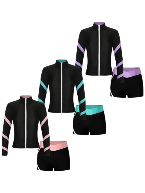 Kids Girls Sportsuit Athletic Sport Outfit With Shorts Activewear Set Workout