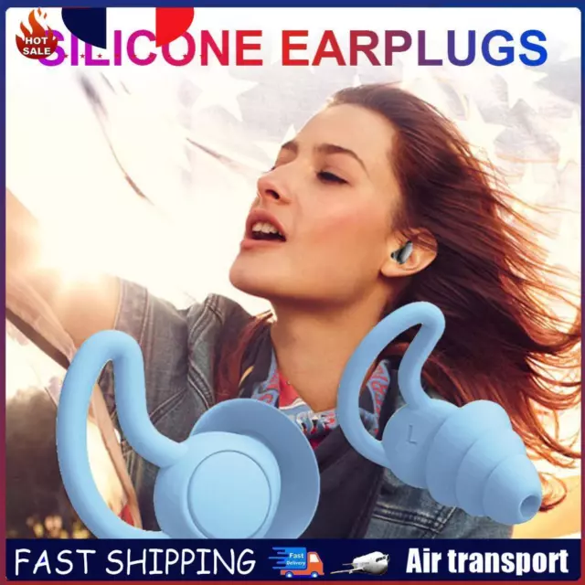 Silicone Ear Plugs Sound Insulation Anti Noise Sleeping Earplugs (Blue) FR